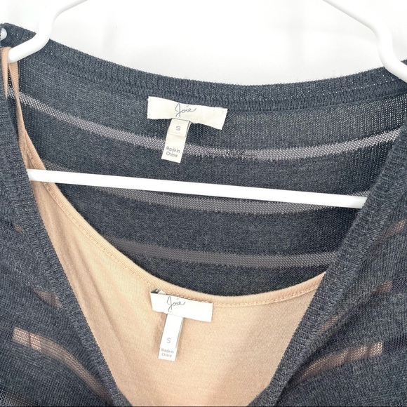 JOIE Gray Wool Striped Dress Nude Slip - Picture 5 of 6